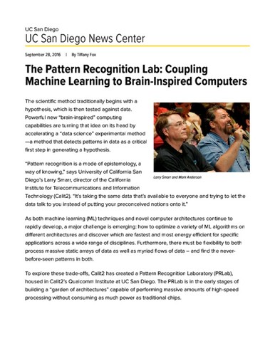 The Pattern Recognition Lab: Coupling Machine Learning to Brain-Inspired Computers
