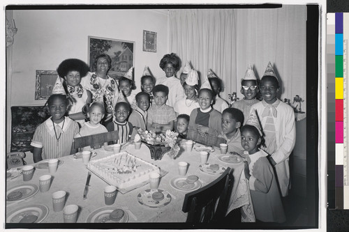 [African American children at a birthday party in Oakland, California.]