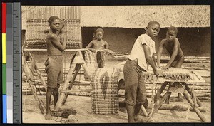 Rug weavers, Mondombe, Congo, ca.1920-1940