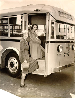 [Two women boarding a Muni bus]