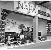 View of Napa County's exhibit booth at the California State Fair. This was the last fair held at the old fair grounds
