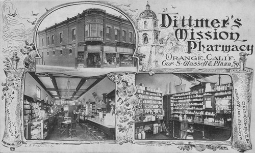 Dittmer's Mission Pharmacy, Orange, California, ca. 1906