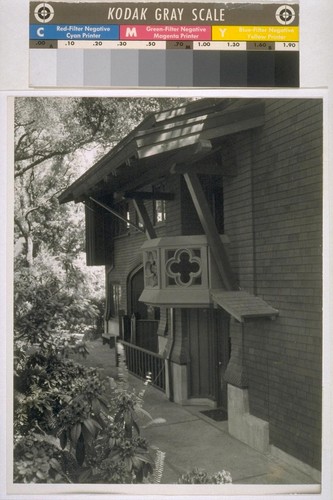 Chick house, Oakland: [exterior, view of balcony]