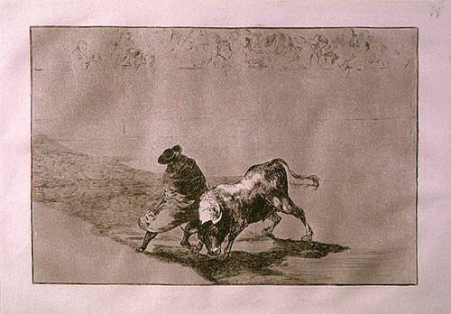 El diestrisimo estudiante de Falces, embozado burla al toro con sus quiebros