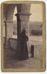[Friar standing at Mission Santa Barbara]