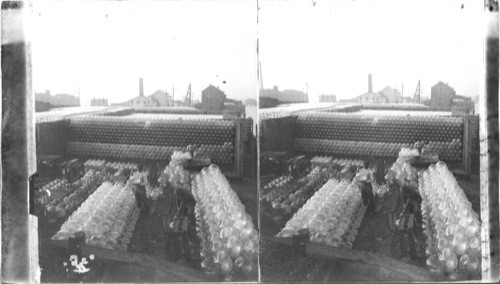 Open air storage of heavy glass ware at a N.J. factory