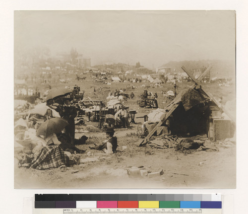 Homeless of S.F. [Early refugee camp. Unidentified location.]