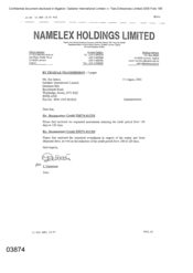 [Letter from F Nammour to Sue James regarding Documentary Credit TRI774-01CIM]