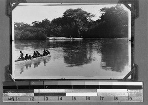 Canoe crossing Ruaha River, Tanzania
