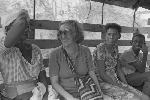 Nina S. de Friedemann traveling on a truck, Cartagena Province, ca. 1978