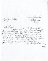 Letter from R. W. Sandford, April 13, 1889