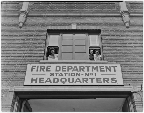Mae, Frances, and Alma at Fire Station No.1
