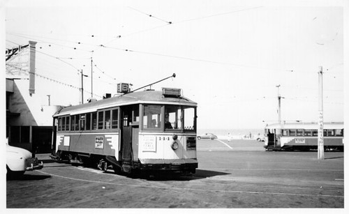 [Municipal Railway B line streetcar at Ocean Beach]