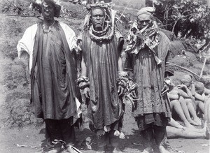 Bamum: three representatives of the people, in Cameroon