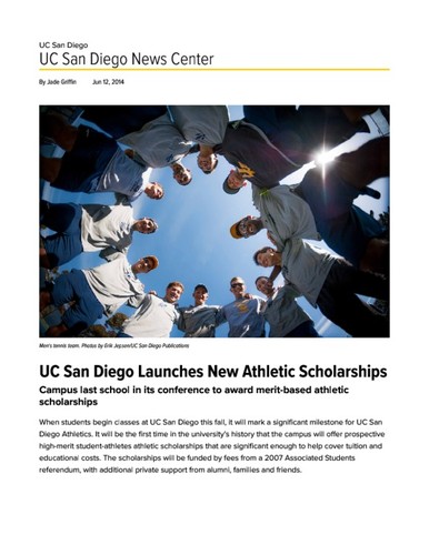 UC San Diego Launches New Athletic Scholarships