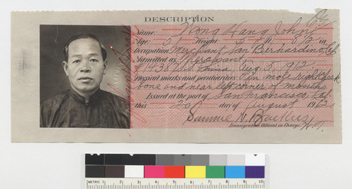 Wong Hang John: certificate of identity
