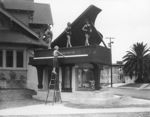 California Piano Supply Co. with bathing beauties