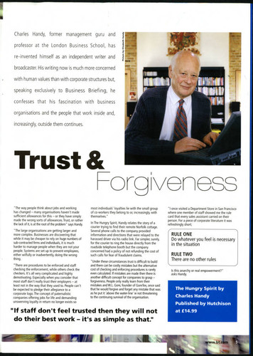 Article by Charles Handy on worker trust and forgiveness