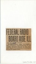 Federal Radio Board Aide Ill