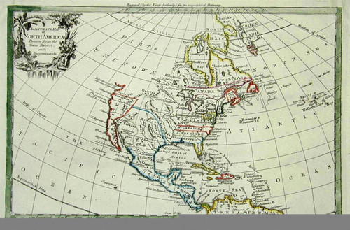 An Accurate Map of North America Drawn from the Sieur Robert, with improvements