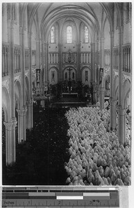 Bishop J. K. Hayasaka celebrates Pontificial High Mass at Urakami Church, Nagasaki, Japan, April 29, 1928