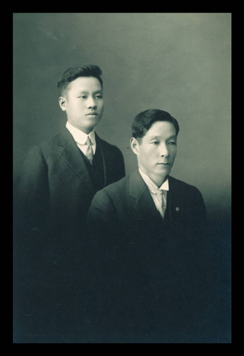 Yoshio Ichikawa with his brother-in-law, Miki