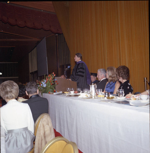 Ronald Reagan speaking at Pepperdine's Birth of a College dinner, 1970
