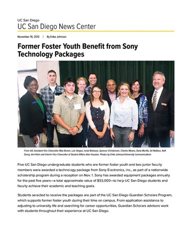 Former Foster Youth Benefit from Sony Technology Packages