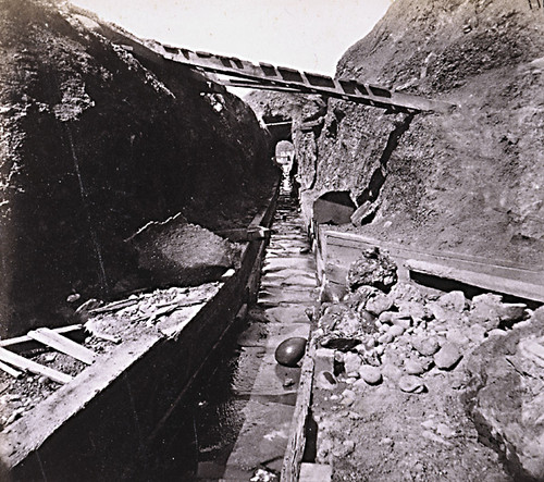 801. Hydraulic Mining--The Sluice and Tunnel, Timbuctoo, Yuba County