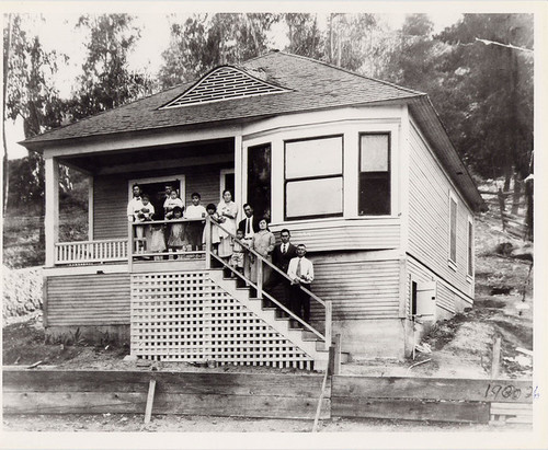 Unidentified Japanese Family on Steps in Front of Home