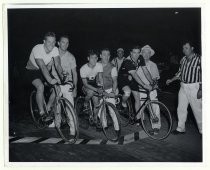 Murphy Sabatino with track cyclists