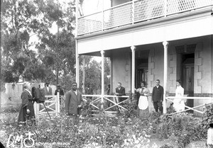 Group of people in front of the mission house, Pretoria, South Africa, ca. 1896-1911