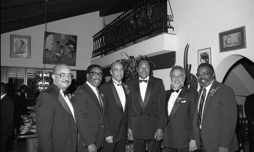 Danny Bakewell posing with Tom Bradley and others, Los Angeles, 1990