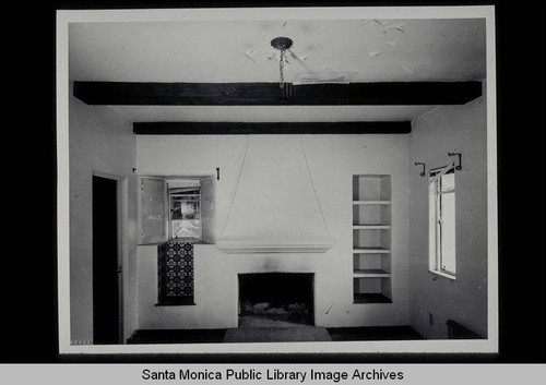 Fireplace in first floor public room looking south, Santa Monica Health Center, 1525 Euclid Street, built 1928