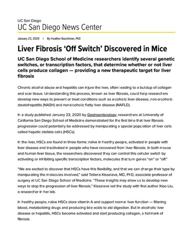 Liver Fibrosis 'Off Switch' Discovered in Mice