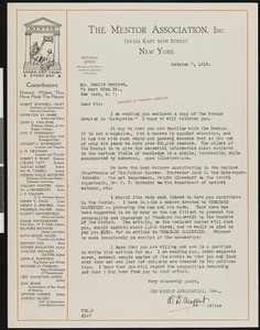 William D. Moffat, letter, 1919-10-07, to Hamlin Garland