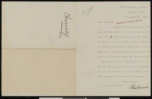 Robert Herrick, letter, 1908-09-28, to Hamlin Garland