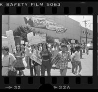 Workers picketing the StarKist cannery on Terminal Island, Calif., 1984