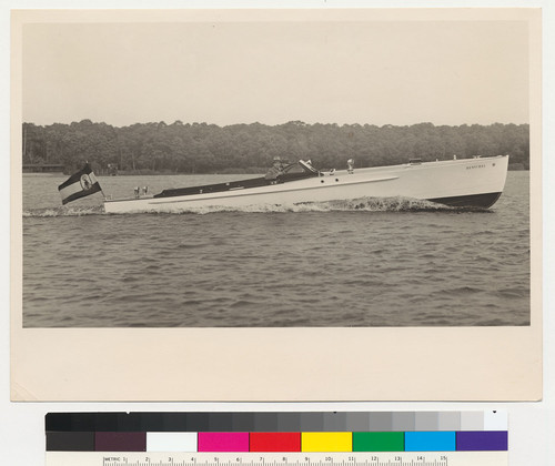 Henschel boat with driver and passenger, side view