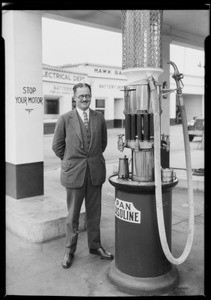 Mr. Crary of Pan American service station, 1132 North Vermont Avenue, Los Angeles, CA, 1925