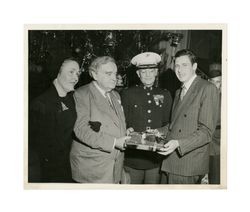 Florence Deighton, Isidore B. Dockweiler, Colonel Roscoe Arnett, Congressman Will Rogers, Jr., circa 1943-1944