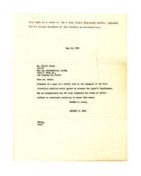 Letter from Herbert M. Baus to Willet Brown, May 16, 1952