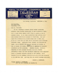 Telegram from Isidore B. Dockweiler to the President of United States, September 4, 1945