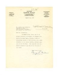 Letter from Joseph Scott Law Offices to Isidore B. Dockweiler, August 19, 1946