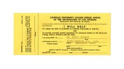 Catholic University of America Golden Jubilee Fund pledge card, 1939