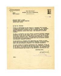 Letter from Navy Department Bureau of Naval Personnel to David I. Walsh, September 13, 1945