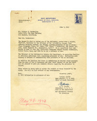 Letter from Navy Department Bureau of Naval Personnel to Isidore B. Dockweiler, June 5, 1943