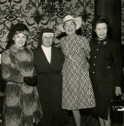 Photograph of Mary Dockweiler Sooy, Sister Elizabeth, Clare Dockweiler, and Rosalind Russell