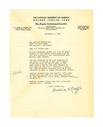 Letter from Gerald M. O'Keeffe to Isidore B. Dockweiler, November 3, 1939