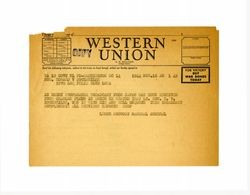 Telegram from Lerch Provost Marshal General to Jeanne Dockweiler, November 16, 1944